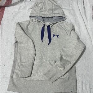 Under Armour Light Gray Hoodie with Purple Logo